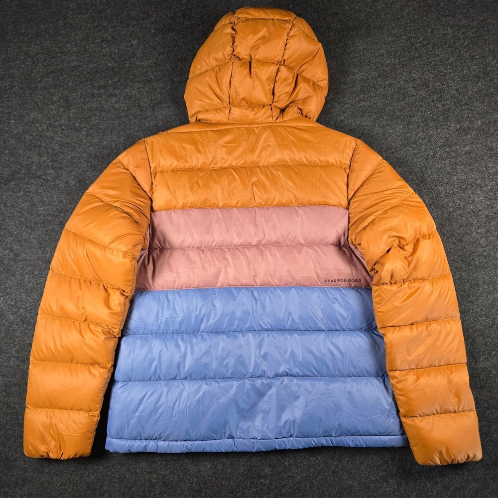 Cotopaxi Sienna/Fjord Fuego Max Down Hooded Jacket Cargo Stripes 800 FP Women M - Picture 3 of 16